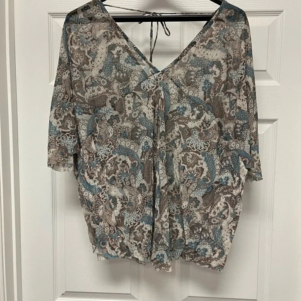 Water Water Everywhere Teal & Brown Mesh Nylon Swim Coverup O/S